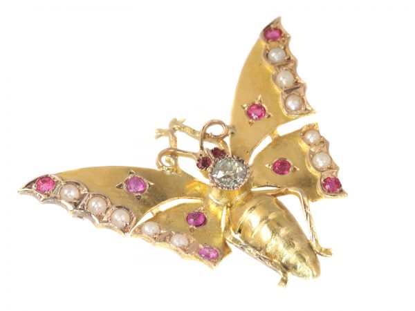 Antique Victorian Gold Butterfly Brooch