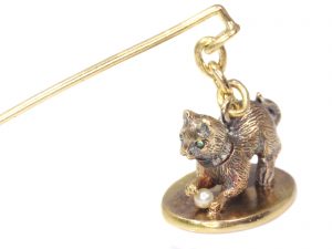 Antique Victorian Gem Set Gold Kitten Seal