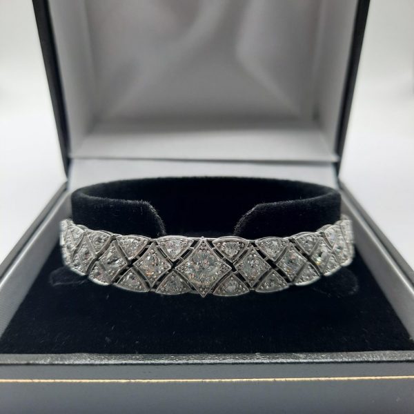 Art Deco Articulated 8.5ct Diamond Bracelet in Platinum