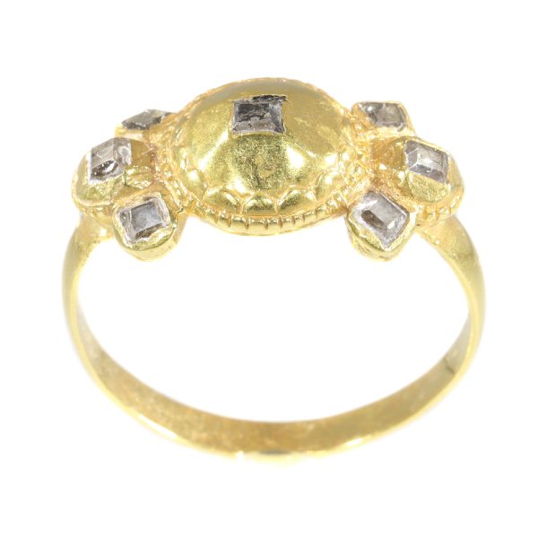 Antique 17th Century Baroque Diamond Set Gold Ring