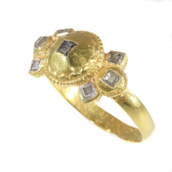 Antique 17th Century Baroque Diamond Set Gold Ring