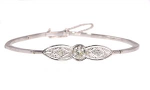 Antique Art Deco White Gold Old European Cut Diamond Bracelet