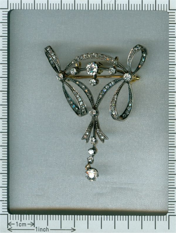 Elegant Antique Belle Epoque Diamond Pendant Brooch