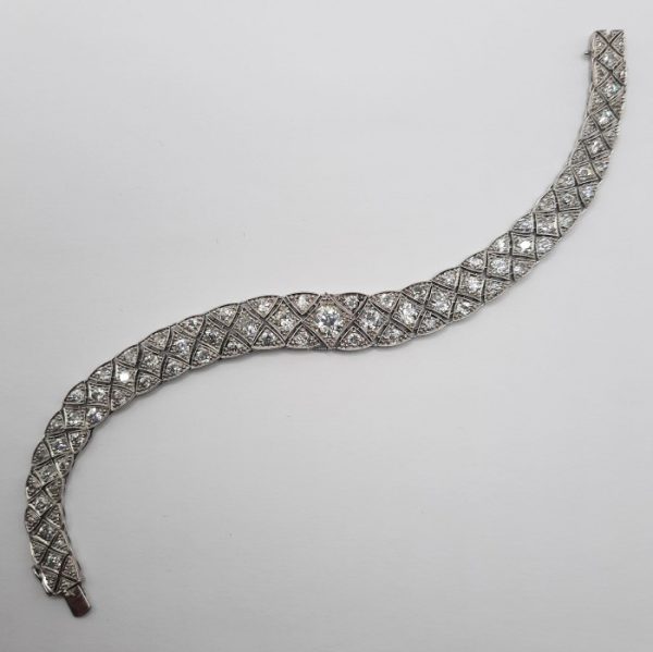 Art Deco Articulated 8.5ct Diamond Bracelet in Platinum