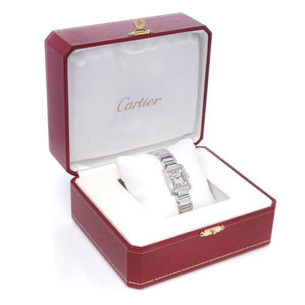 Cartier Tank Francaise 18ct White Gold Watch with Diamonds in Original Cartier Box