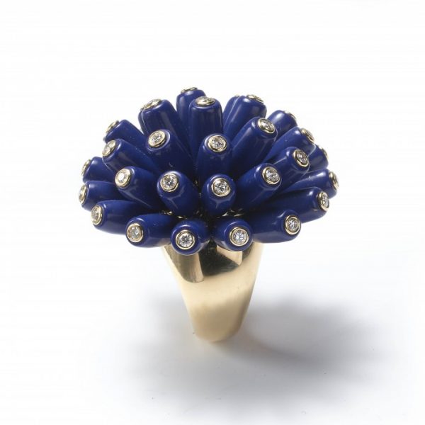 Cartier Paris Nouvelle Vague Lapis Lazuli and Diamond Paris Nouvelle Vague Bombe Cocktail Ring, in 18ct yellow gold. Signed and Numbered, Circa 2010