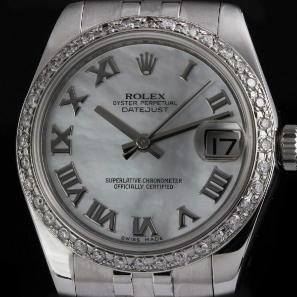 Rolex Lady Datejust 178274 Stainless Steel Automatic Watch with Mother of Pearl Dial and Diamond Bezel, Circa 2016-2017