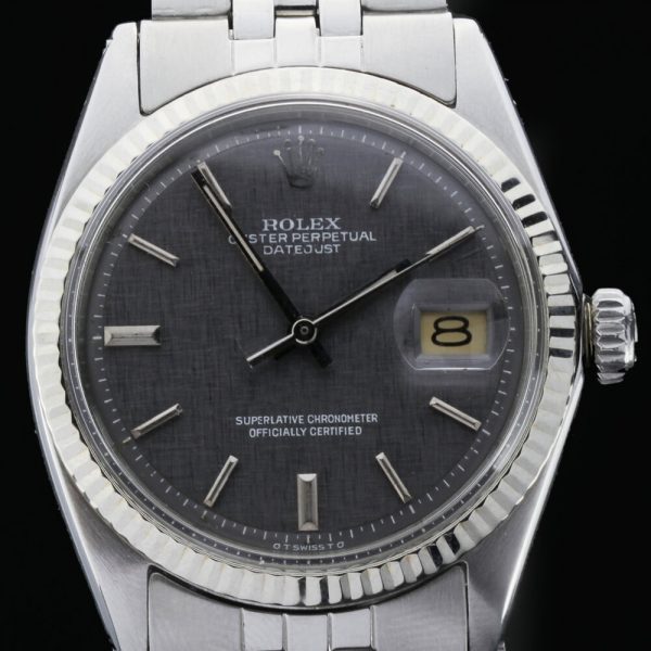 Vintage Rolex Oyster Perpetual 1603 Datejust with Rare Grey Dial, 36mm automatic with baton hour markers and slow set date, Circa 1970s