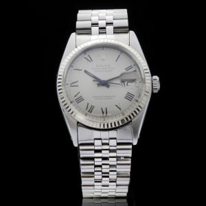 Vintage Rolex Datejust 16014 Automatic Steel Wristwatch with Buckley Dial, large Roman numerals and quick set date. Circa 1970s