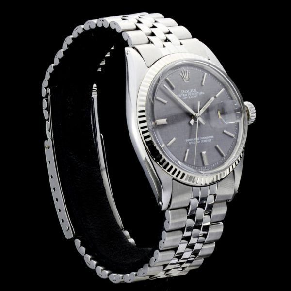 Vintage Rolex Oyster Perpetual 1603 Datejust 36mm Automatic Watch with Rare Grey Dial, Circa 1970s