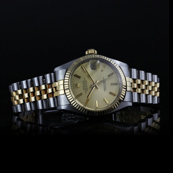 Vintage Rolex Lady Datejust 6827 Steel and Gold Watch with Champagne Dial