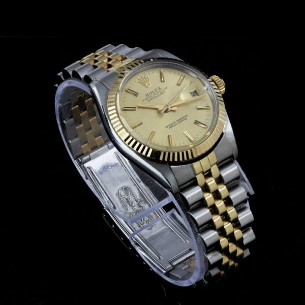 Vintage Rolex Lady Datejust 6827 Steel and Gold Watch with Champagne Dial, on stainless steel and 18ct gold bracelet strap