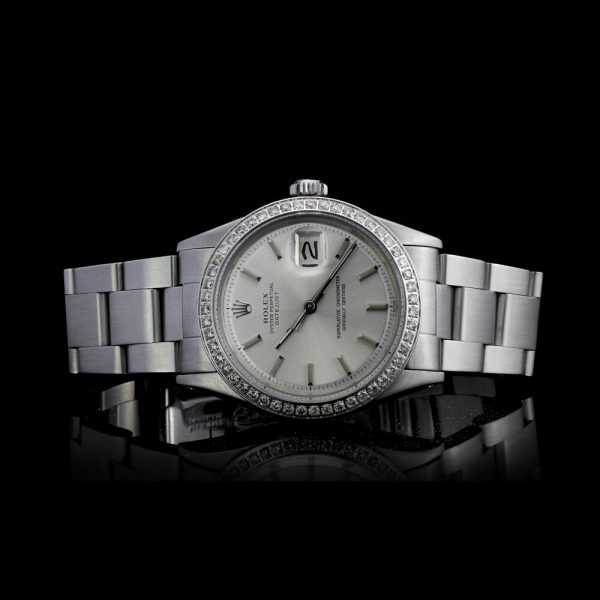 Vintage Rolex Oyster Perpetual Datejust 1601 Steel Watch with Later Diamond Bezel, Circa 1970s