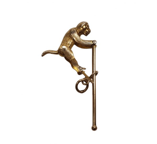 Antique Victorian 15ct Yellow Gold Articulated Monkey Pendant; 19th century pendant featuring a fully articulated chimpanzee, English, Circa 1880