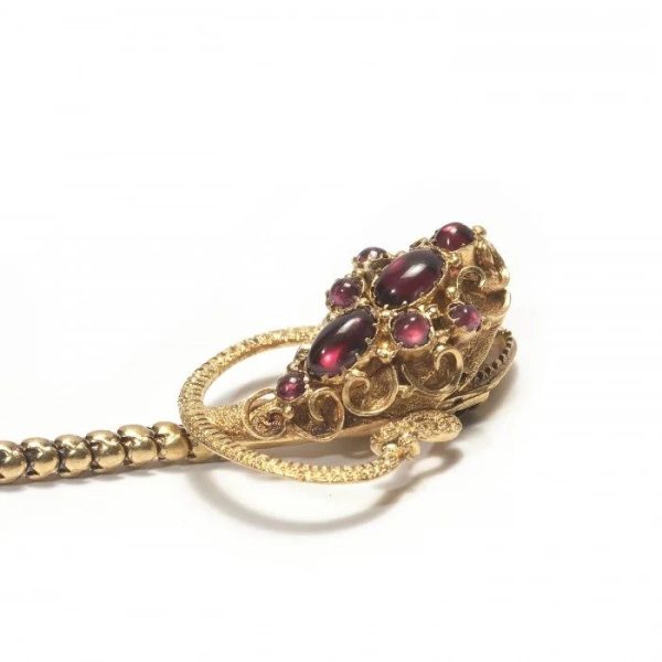 Antique Victorian Garnet 15ct Gold Snake Necklace