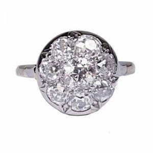 Engagement Antique old cut diamond cluster ring
