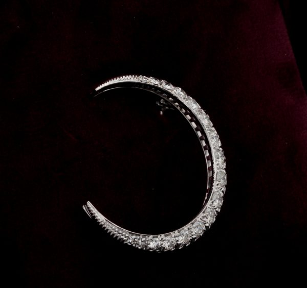Vintage 1.60ct Brilliant Cut Diamond Crescent Moon Brooch/Pendant