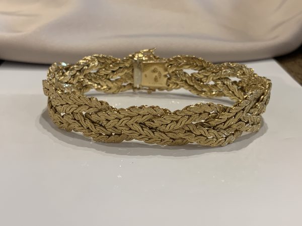 Vintage gold bracelet woven rope texture