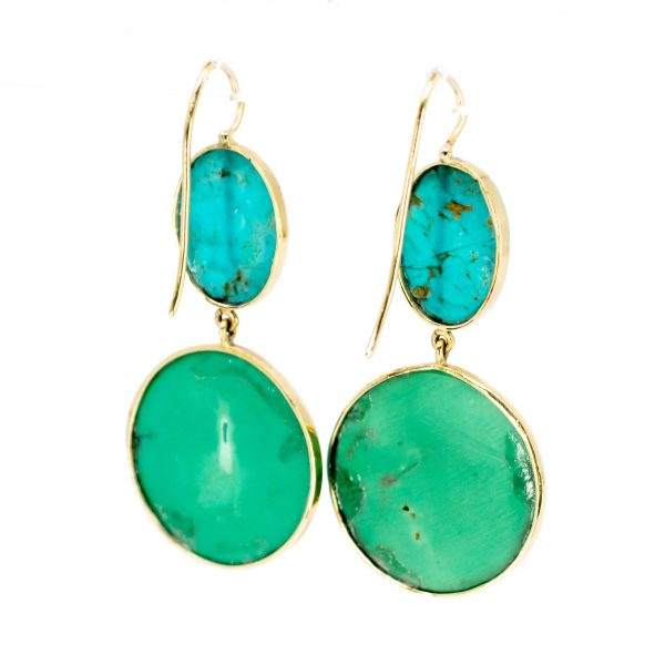 Vintage Turquoise Gold Drop Earrings
