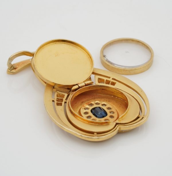 Distinctive Antique Art Nouveau Sapphire and Diamond 18ct Gold Locket