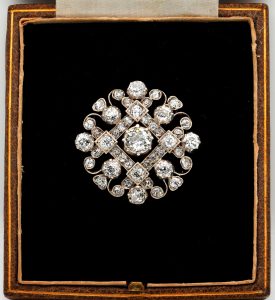 Antique Victorian 4ct Old Mine Cut Diamond Pendant Brooch