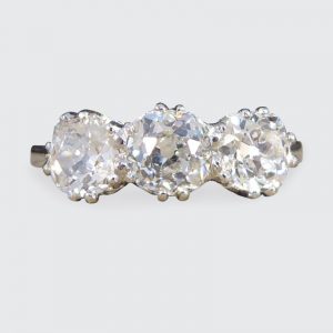 1.70ct Old Cut Diamond Three Stone Ring