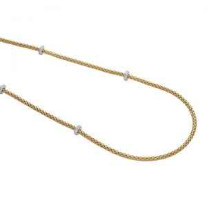 Fope Prima 18ct Yellow Gold Necklace accented with eight Diamond Set Rondels; 1.44 carat total, Model 745 BBR 100