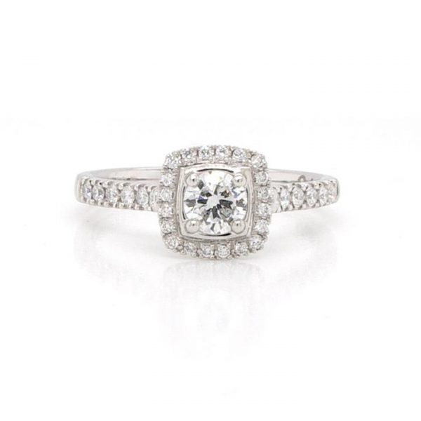 Diamond Cluster Ring in Platinum, certified D colour