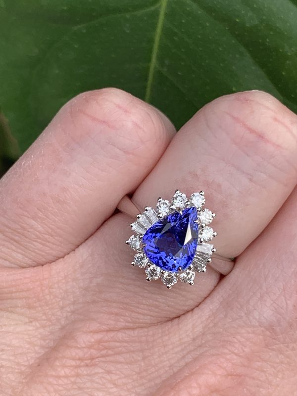 Tanzanite and Diamond Pear Shaped Cluster Ring Pear shape cluster ring