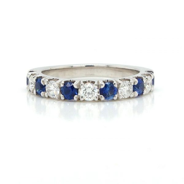 Sapphire and Diamond Half Eternity Ring in Platinum