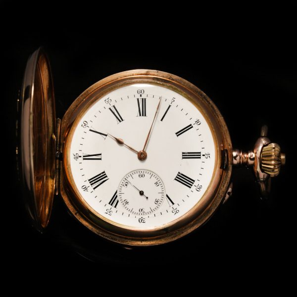 Antique 14ct Gold and Enamel Presentation Hunter Case Pocket Watch By Pavel Buhre, late 19th Century, inscribed in Russian