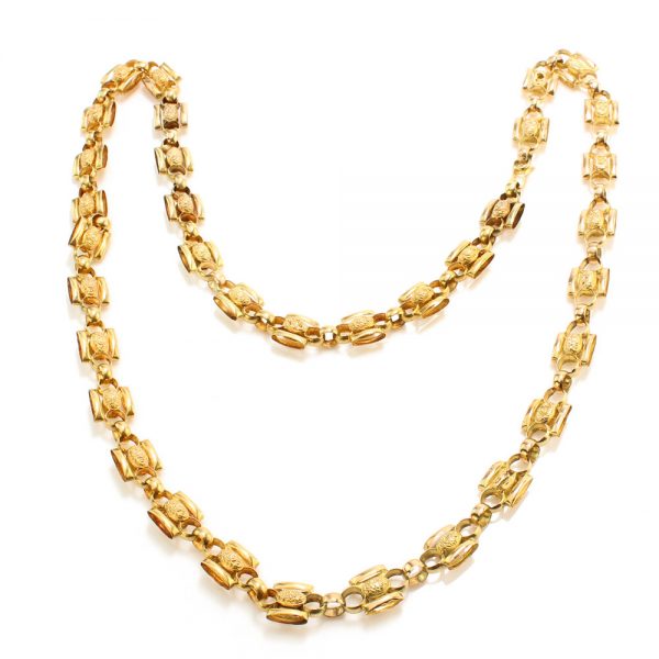 Antique Georgian 15ct Yellow Gold Fancy Link Chain Necklace, 19th century Circa 1830s
