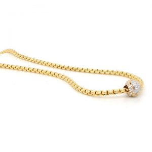 Fope Eka Tiny 18ct Yellow Gold Necklace with Diamond set Rondel, 0.69 carat total, Model 738C Pavé