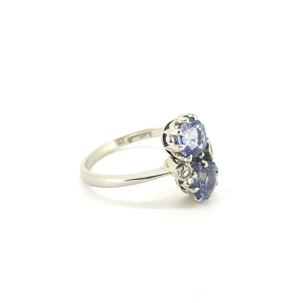 Sapphire Toi et Moi Two Stone Ring in 18ct white gold