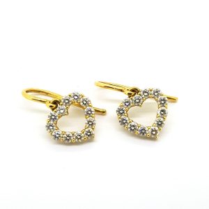 0.50ct Diamond Open Heart Drop Earrings in 14ct Yellow Gold