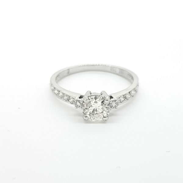 0.68ct Diamond Engagement Ring with Diamond Shoulders 18ct White Gold