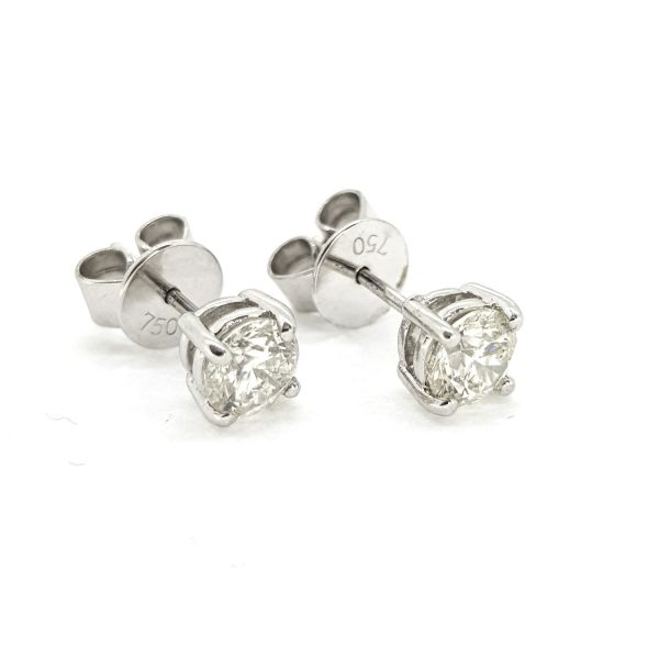 Diamond Stud Earrings in 18ct White Gold, 1.02 carat total