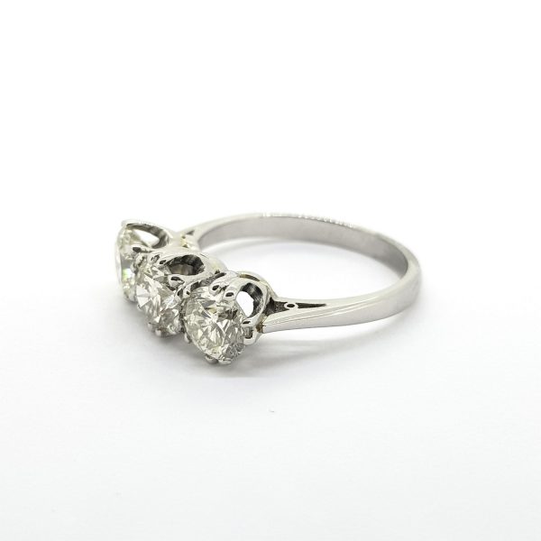 Diamond Three Stone Ring in Platinum, 2.15 carats