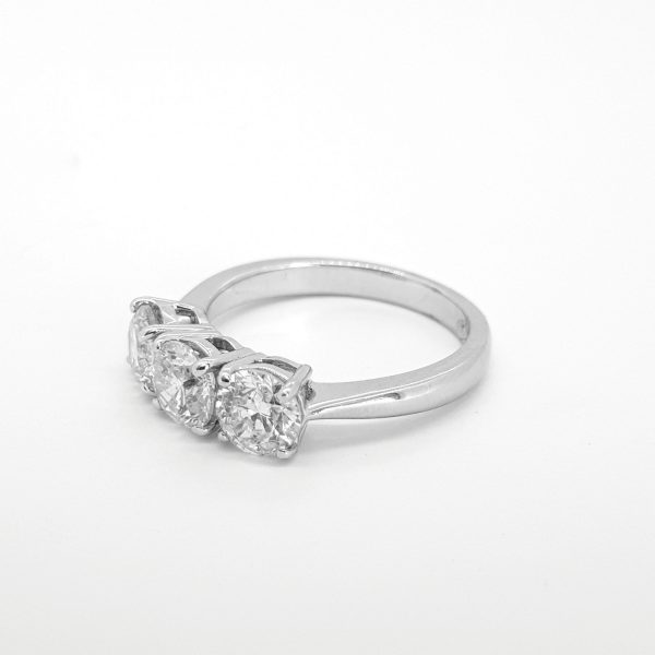 Diamond three stone ring in 18ct white gold, 2.25 carat total