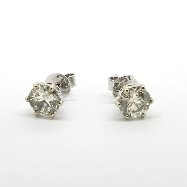 Pair of Diamond Stud Earrings in 18ct white gold, 2.11 carat total