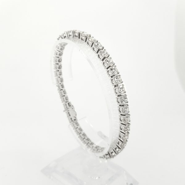 Diamond Line Bracelet in 18ct White Gold, 12.30 carat total
