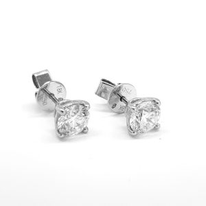 Diamond Stud Earrings in 18ct White Gold, 1.26 carat total, G colour