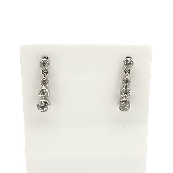 Graduated Diamond Drop Earrings, 1.00 carat total, in 18ct white gold