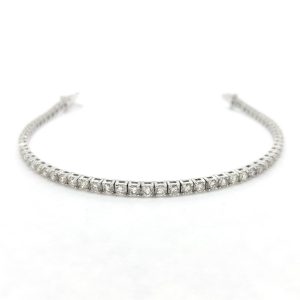 Diamond Line Bracelet in 18ct White Gold, 5.10 carat total