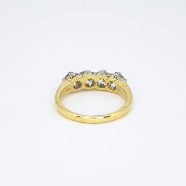 Modern Four Stone Diamond Ring in 18ct Yellow Gold, 1.25 carats