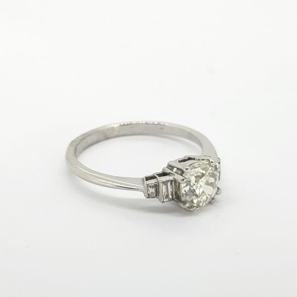 Vintage 0.91ct Old Cut Diamond Solitaire Engagement Ring in Platinum
