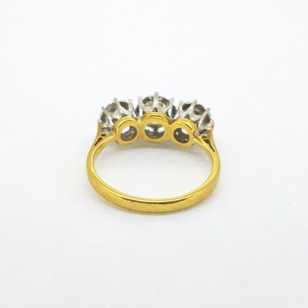 Vintage 1970s Diamond Three Stone Ring, 1.00 carat total