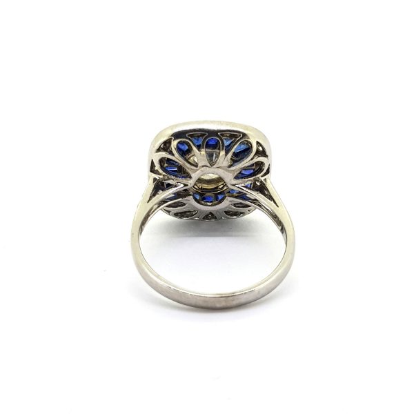 0.84ct Diamond and Sapphire and Diamond Cluster Target Ring in 18ct White Gold