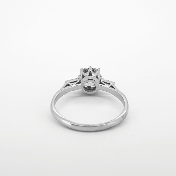 1.41ct Old Cut Diamond Solitaire Engagement Ring with Baguette Cut Shoulders