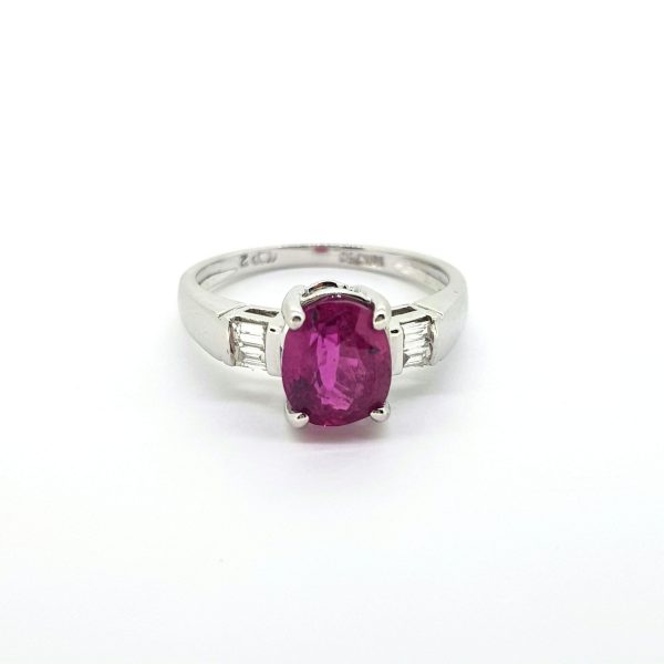 2.04ct Pink Sapphire and Diamond Ring in 18ct White Gold